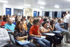 Centro paroquial lotado para o treinamento da CF 2018